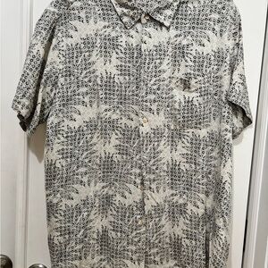 Tasso Elba Men’s Palm-Print Short-Sleeve Button-Up Shirt - 50/50 silk rayon